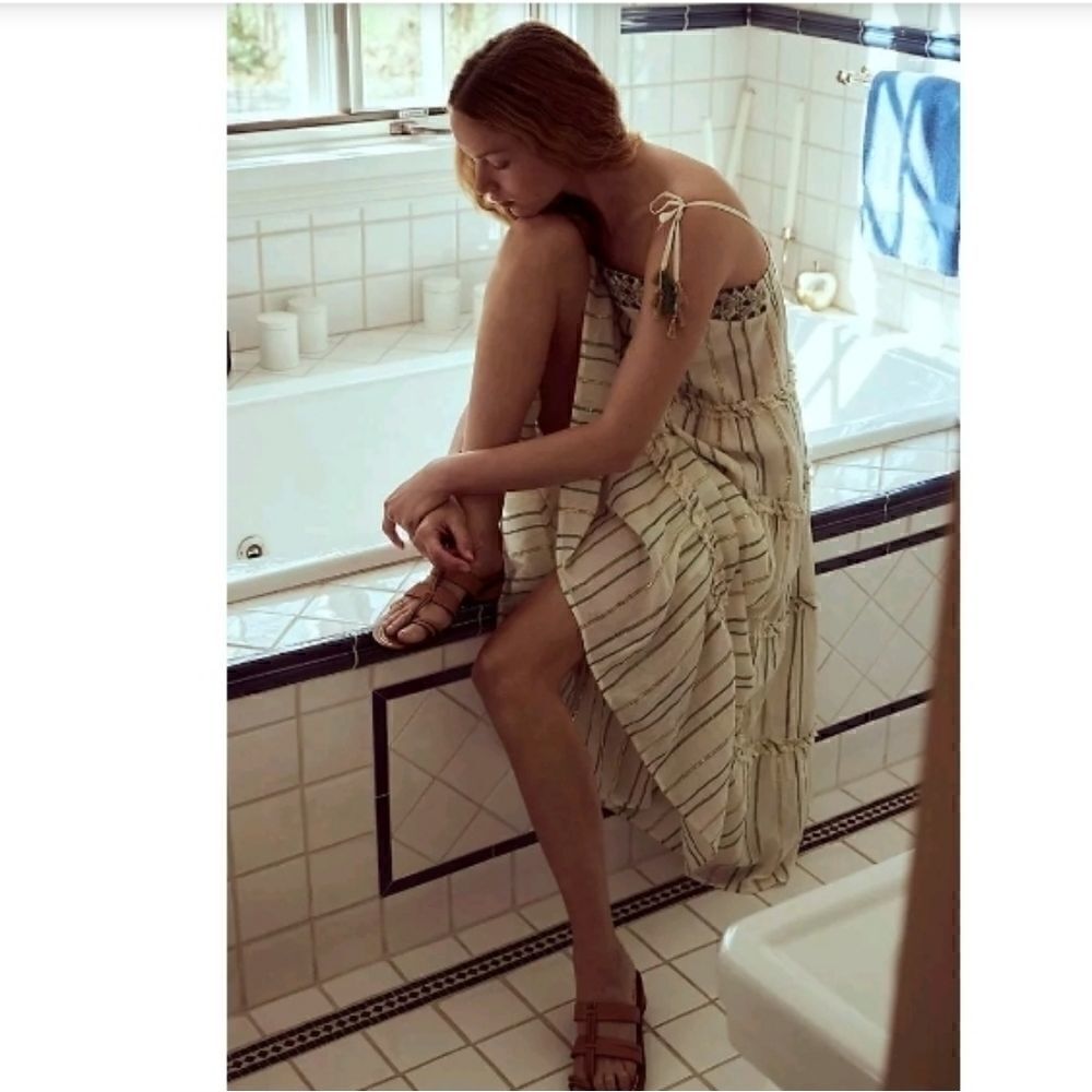 Anthropologie Ranna Gill Safa Tiered Shimmer Midi Dress Size S